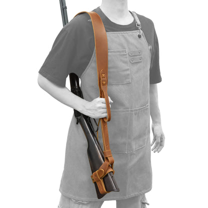 WAYNE'S DOG 1 Combo LeatherRifle Gun No Drill Harnessed Buttstock Holder with Barrel Mount with Matched Gun Sling Shoulder Strap