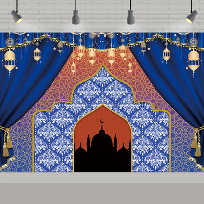 Arabic Aladdin Muslim Gold Mosque Background Fabric Princess Birthday Party Gift Photography Prop Decoration Banner Girl Poster