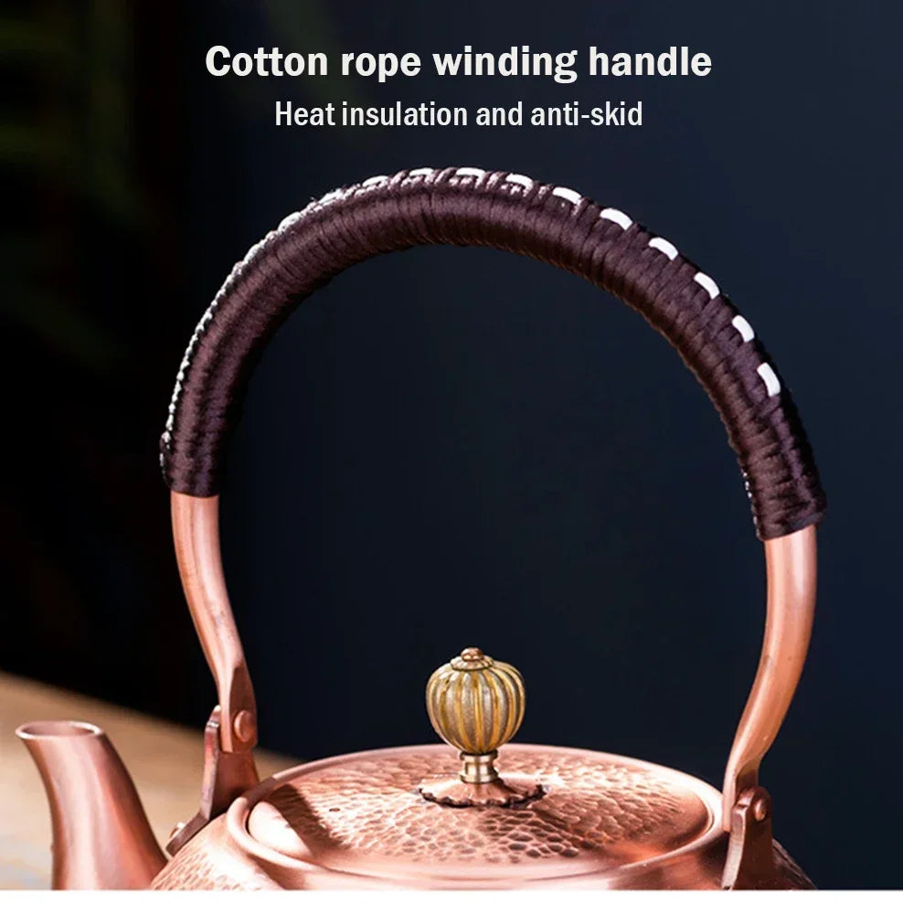 600/1200/1600ml Pure Copper Boiling Tea Kettle Retro Style Handmade Copper Pot Large Capacity Health Care Teapot Boiling Kettle