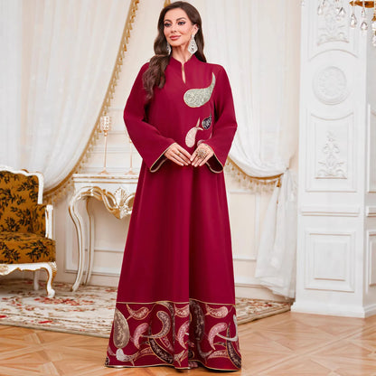 Elegant Eid Muslim Evening Party Jalabiya Marocain Dress Ramadan Arabic Embroidery Abaya Islamic Turkish Moroccan Kaftan Gown