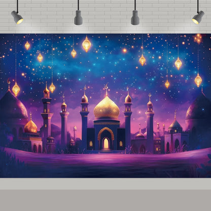 Arabic Aladdin Muslim Gold Mosque Background Fabric Princess Birthday Party Gift Photography Prop Decoration Banner Girl Poster