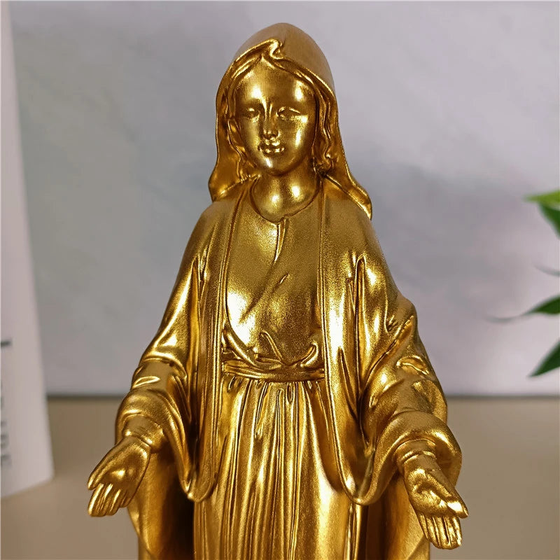 21.5cm Golden Virgin Mary Statues Big Resin Madonna Sculpture Christmas Decorations For Wedding Office Christmas Gift