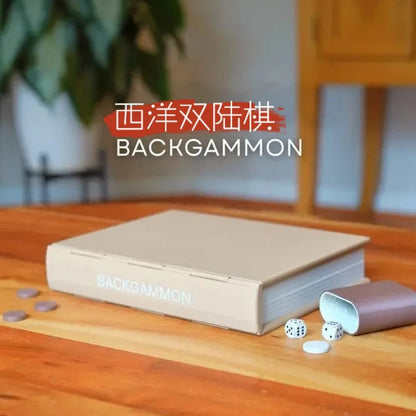 Foldable Book-Shaped Backgammon Board Game | Portable Travel Size | Premium Decor & Gift Idea