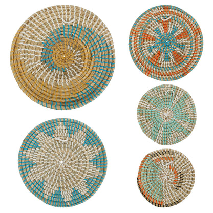 5/7Pcs Hanging Wall Basket Decor Boho Home Decorations Rattan Wall Decor Woven Rattan Seagrass Wall Decor Art Wall Hanging