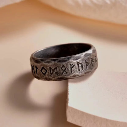 Punk Vintage Viking Runes Stainless Steel Rings Gothic Retro Men's Jewelry Fashion Norse Mythology Steel Ring For Gift Wholesale