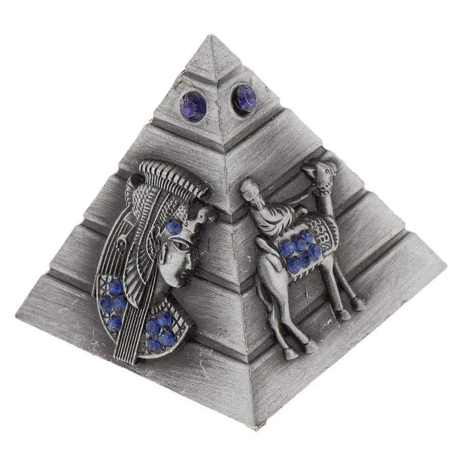 Vintage Metal Pyramid Model – Egyptian Architecture Statue for Desk & Home Decor