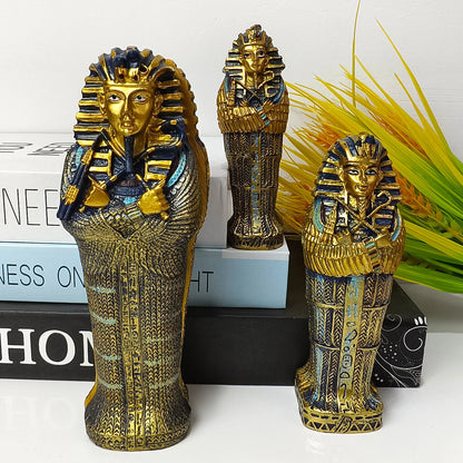 Tutankhamun Coffin & Mummy Ornament – Egyptian Pharaoh Handicraft Decor