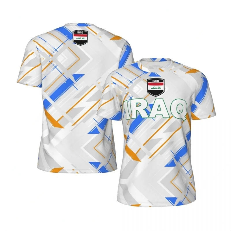 Iraq Flag Graphic Mens Football Jersey Fashion National Emblem 3D Printed Sports T Shirt Casual Oversized Breathable Tees Tops