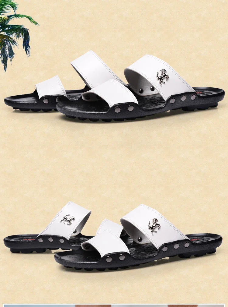 Casual Famous Brand Men Sandals outdoor Shoes Breathable Slippers Summer Flip Flops Beach Men Shoes Leather Sandalias Zapatos Ho