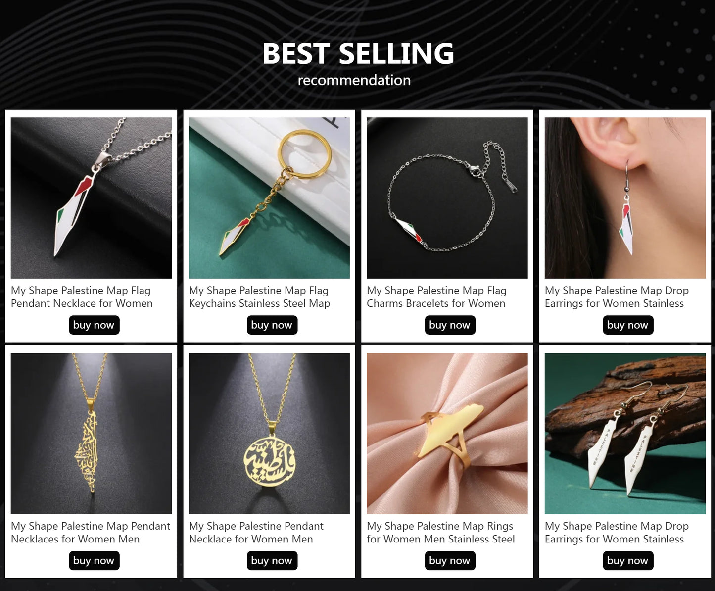 My Shape Palestine Map Pendant Necklaces for Women Men Stainless Steel Hollow Map Necklace Choker Chain Male Jewelry Wholesale