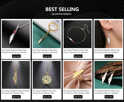 My Shape Palestine Map Pendant Necklaces for Women Men Stainless Steel Hollow Map Necklace Choker Chain Male Jewelry Wholesale