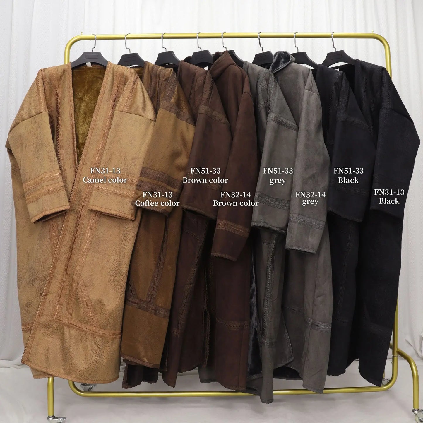 Wholesale Men's Scalp Abaya Men Winter Fur Thicken Suede Men's Robe Cardigan Bisht Muslim Coat Fleece Warm Islam Clothing