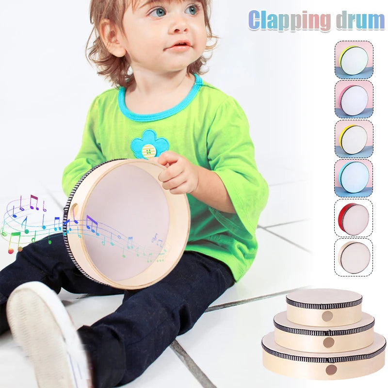 6/7/8/10 Inch Wooden Hand Drum Wood Frame Drum for Children Music Game Convenient Portable Musical Instrument Kid Percussion Toy