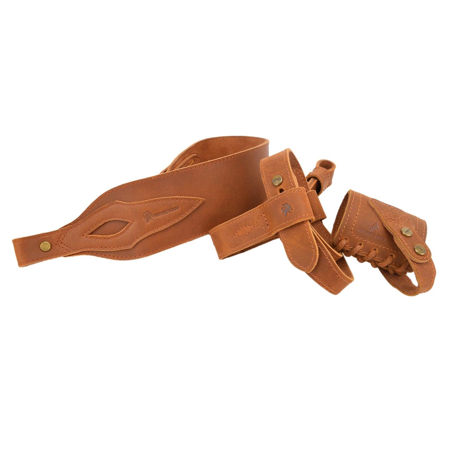 WAYNE'S DOG 1 Combo LeatherRifle Gun No Drill Harnessed Buttstock Holder with Barrel Mount with Matched Gun Sling Shoulder Strap