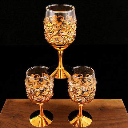 Vintage Metal Wine Glasses Goblet European Style Wine Cup Great For Red White Wine For Party Wedding Anniversary
