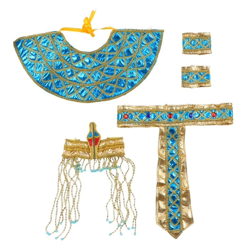 Pharaoh Headpiece, Collar & Wristbands Set – Men's Egyptian Costume Accessories