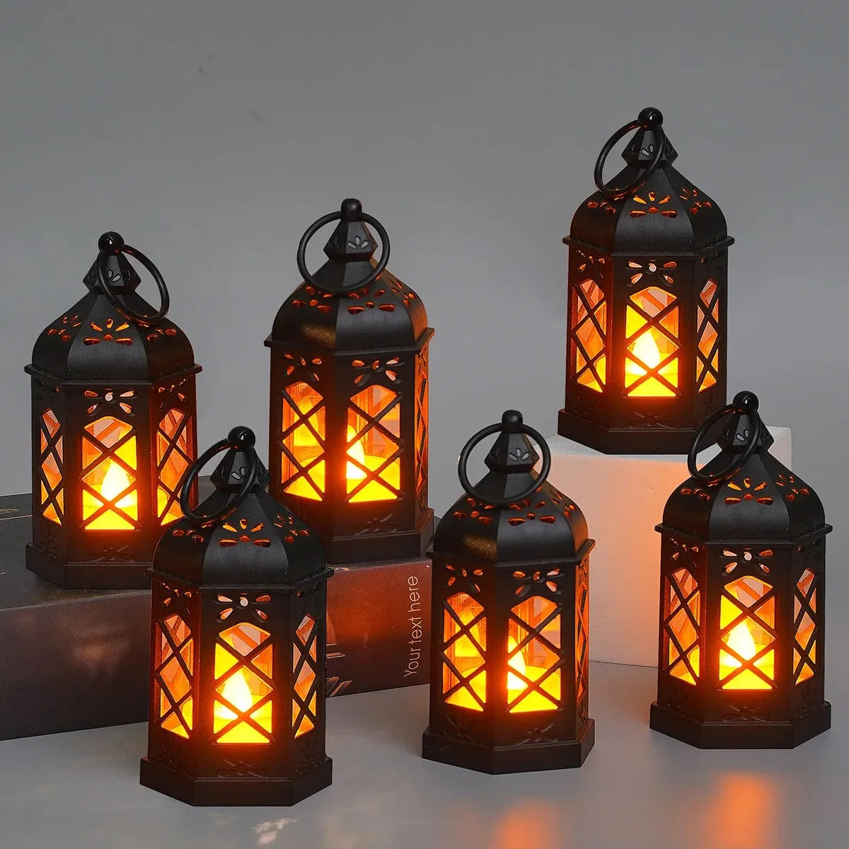 Retro Desktop Lamp Atmosphere Decoration Creative Gift Hexagonal Wind Candle Led Wind Lamp Portable Small Horse Lamp.