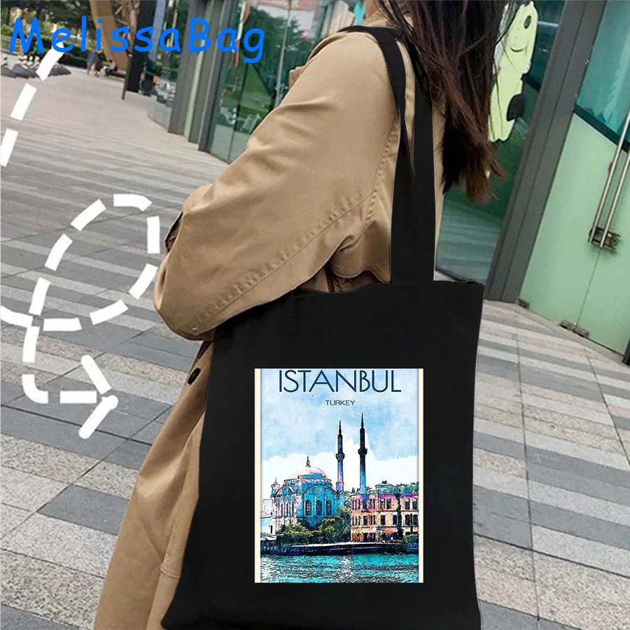 Istanbul in Watercolor – Sultan Ahmed & Galata Skyline Tote