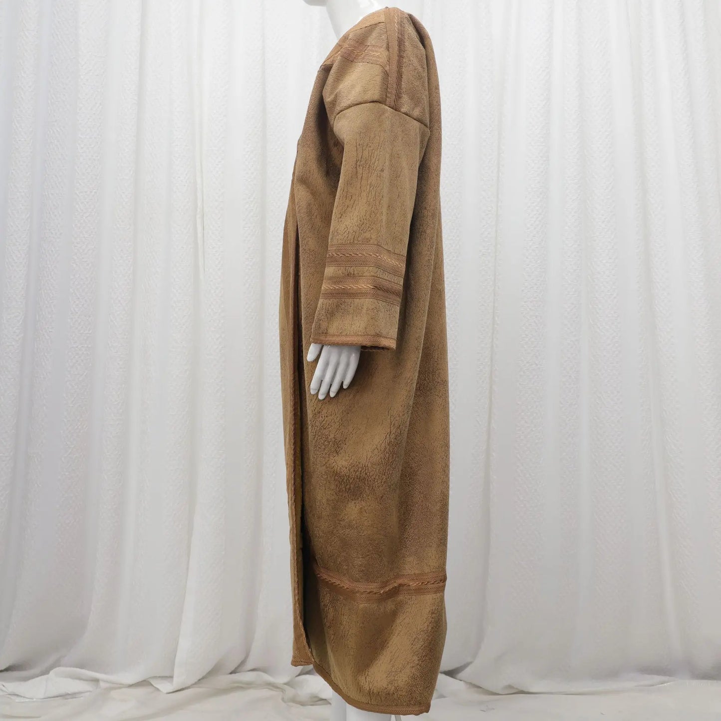 Wholesale Men's Scalp Abaya Men Winter Fur Thicken Suede Men's Robe Cardigan Bisht Muslim Coat Fleece Warm Islam Clothing