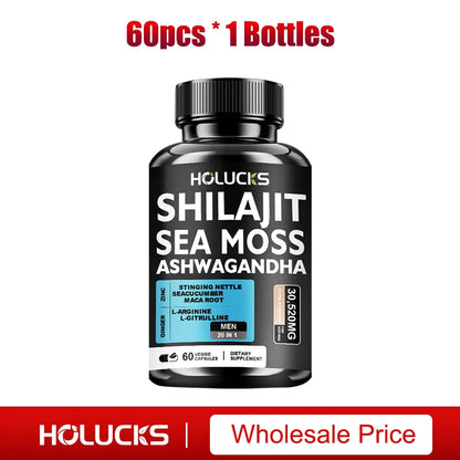 Shilajit +Sea Moss Capsules for Men, Enhance Strength, Energy & Endurance, Improve Immune, Cognitive Boost, Promote Metabolism