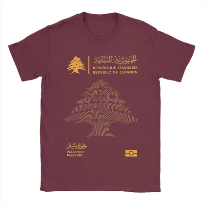 Lebanese Lebanon Passport Flag Men T Shirt  Vintage Tee Shirt Short Sleeve Round Neck T-Shirt Pure Cotton New Arrival Clothes