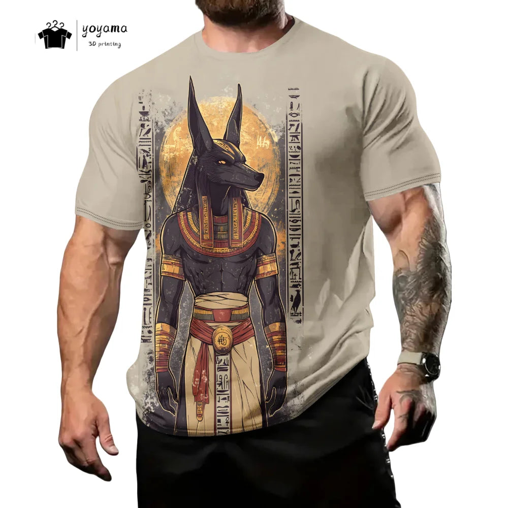 Pharaoh Graphic T-Shirt – Men's Y2K Oversized Egyptian Print Breathable Top
