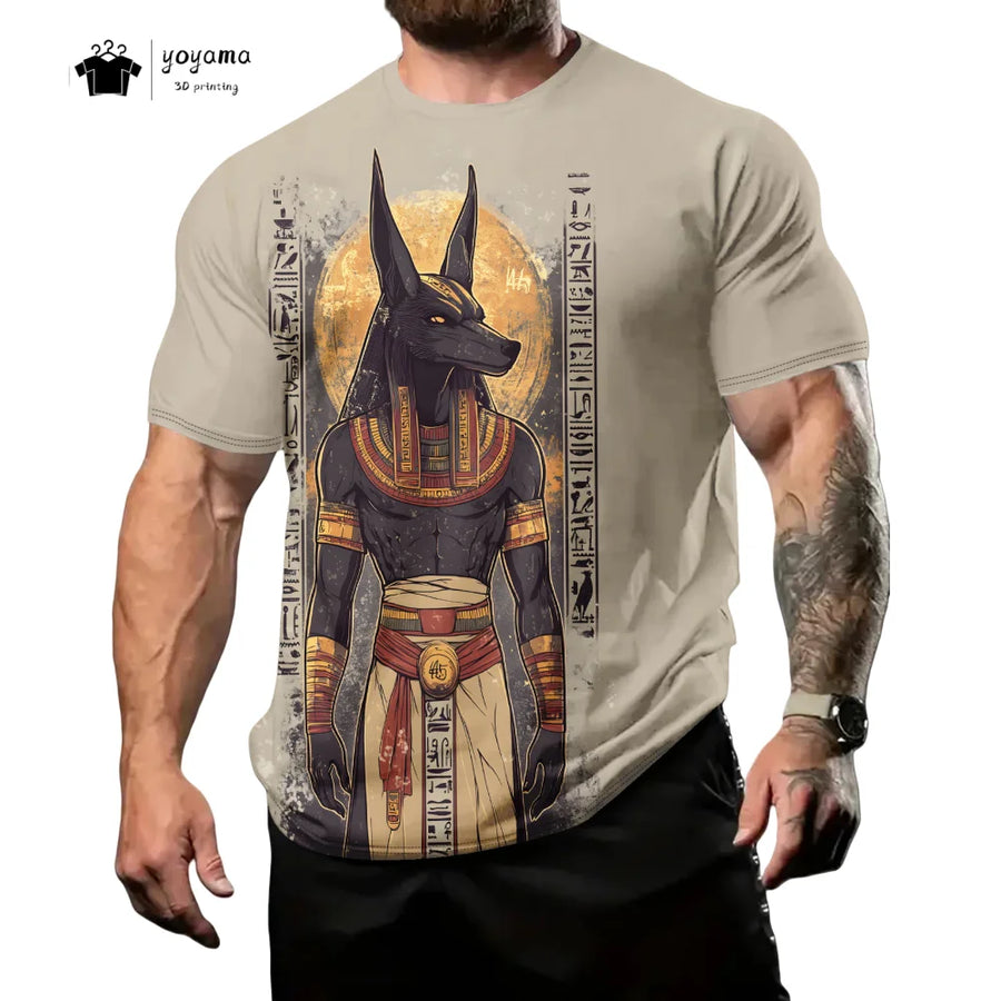 Pharaoh Graphic T-Shirt – Men's Y2K Oversized Egyptian Print Breathable Top