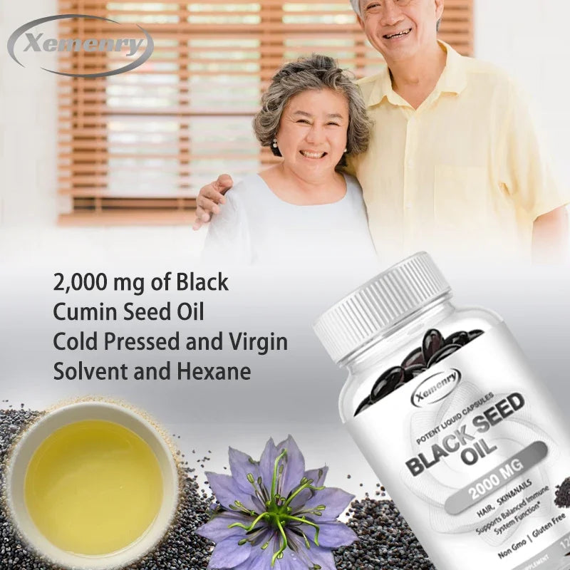 Black Seed Oil - Promotes Overall Health, Strengthens The Immune System, Relieves Indigestion, Antioxidant Properties, Non-GMO