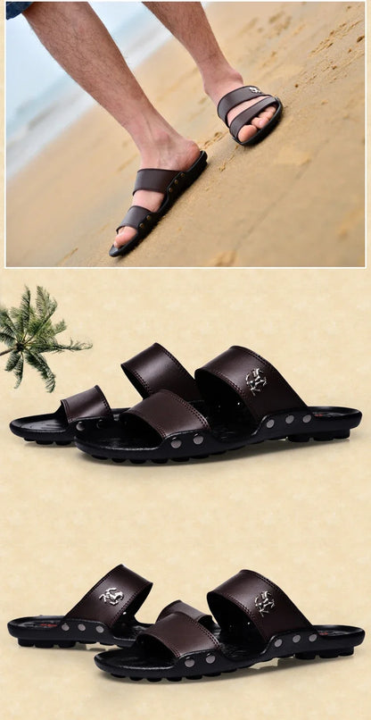 Casual Famous Brand Men Sandals outdoor Shoes Breathable Slippers Summer Flip Flops Beach Men Shoes Leather Sandalias Zapatos Ho