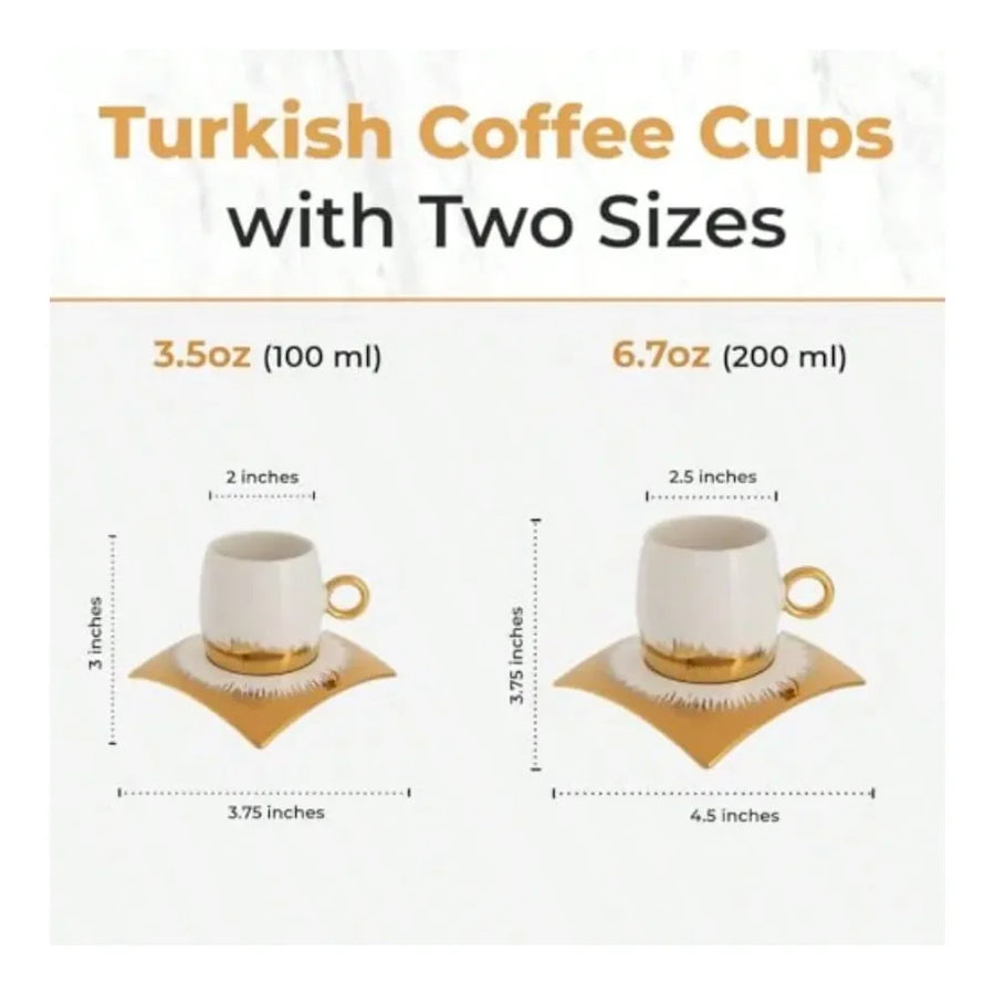 Finjan Arabia – 6-Piece Luxury Marble Ceramic Coffee Cup Set