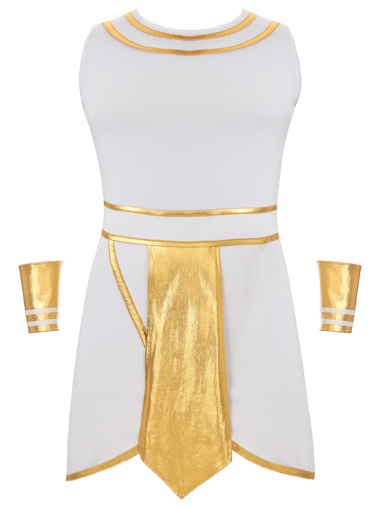Pharaoh & Spartan Robe Costume – Men's Egyptian God Cosplay with Cuffs