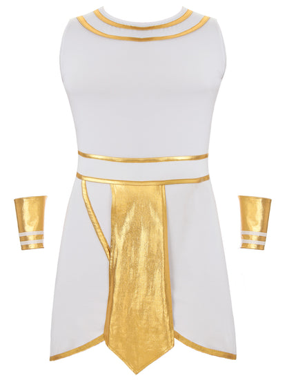 Pharaoh & Spartan Robe Costume – Men's Egyptian God Cosplay with Cuffs