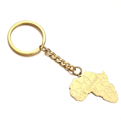 Africa Map Keychain – Stainless Steel Hip-Hop Jewelry, Morocco to South Africa