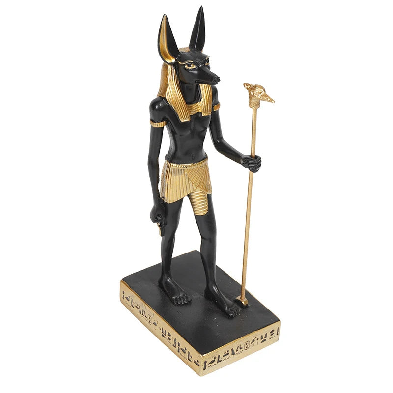 Anubis Resin Sculpture – Egyptian Jackal Guardian & Pyramid Decor