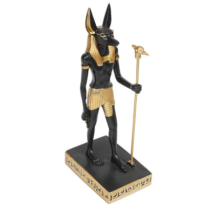 Anubis Resin Sculpture – Egyptian Jackal Guardian & Pyramid Decor