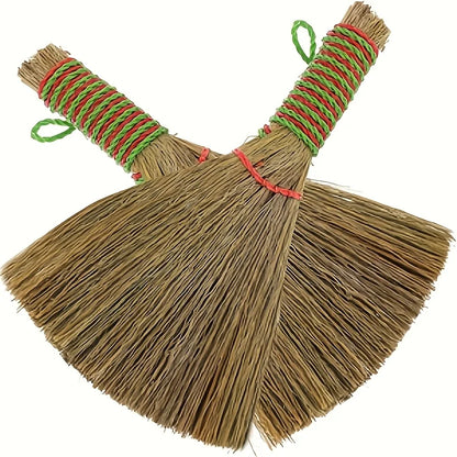 1 Handheld Broom with Woven Bristles - Portable Manual Sweeping Cart, Suitable for Home Kitchen Floors, Office Desktops