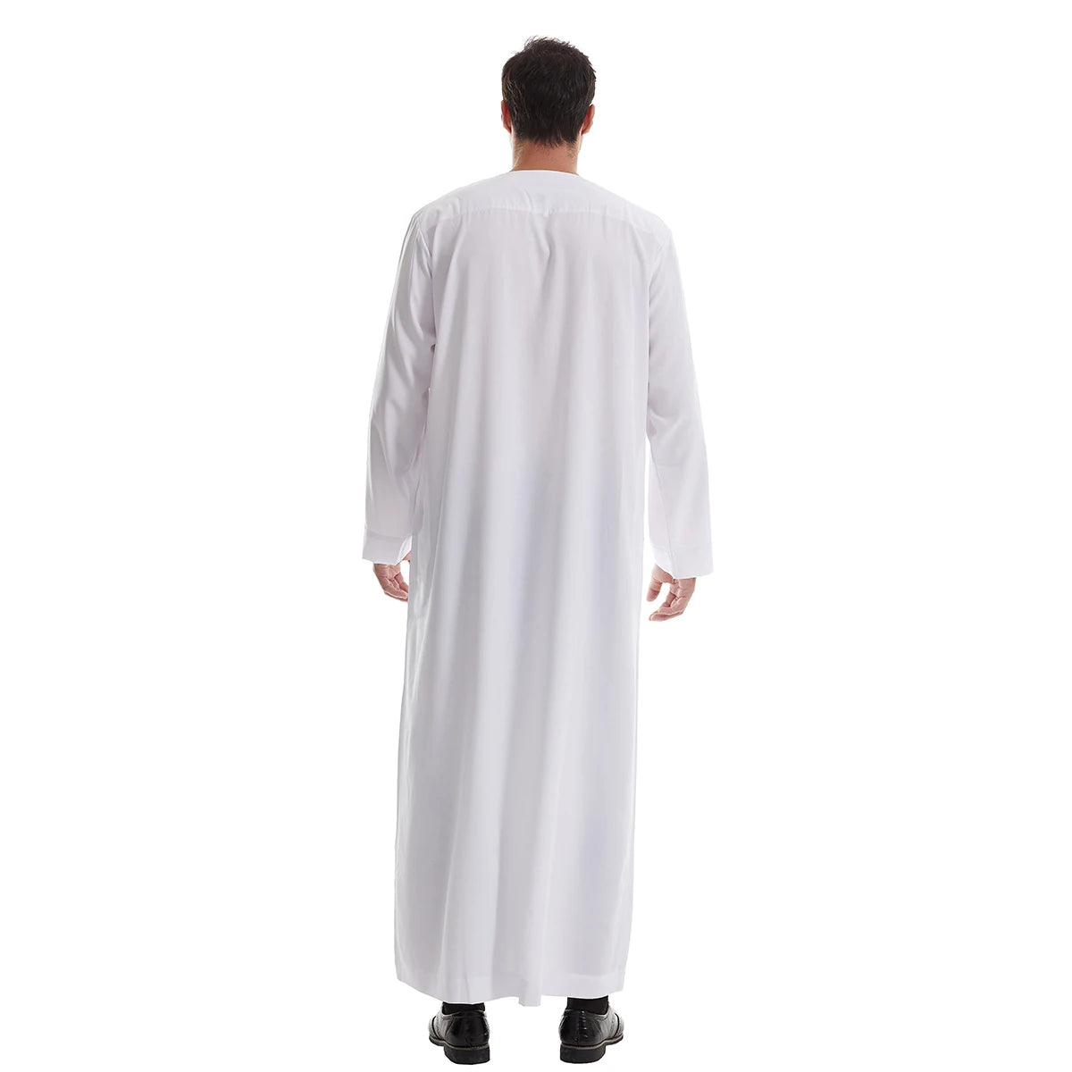 TH839 Men's Muslim Middle Eastern Men Long Sleeves Pure Color Buckle Robe Ramadan Eid Jubba Thobe