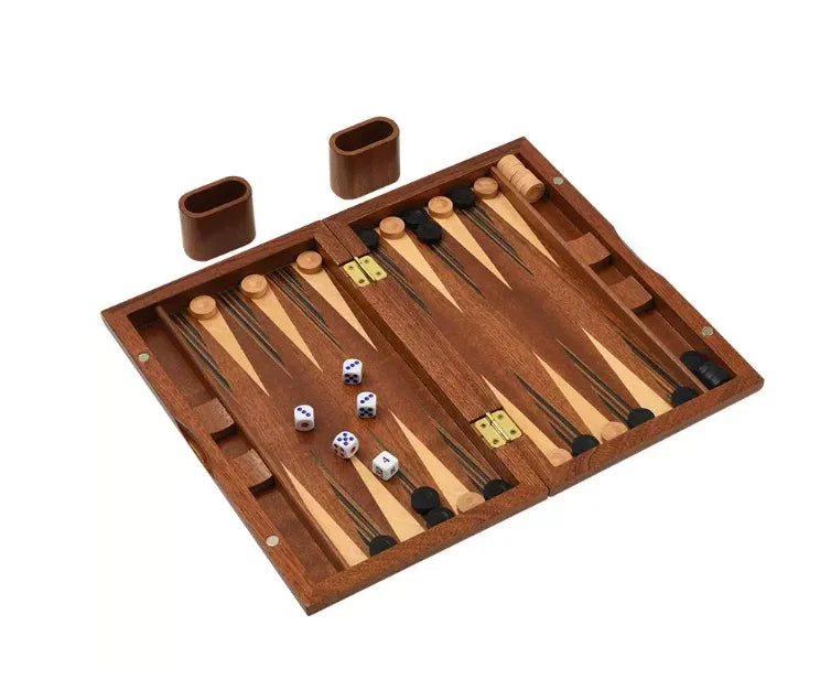 Solid Wood Backgammon Set - Educational Tabletop Board Game for Family Entertainment & Leisure