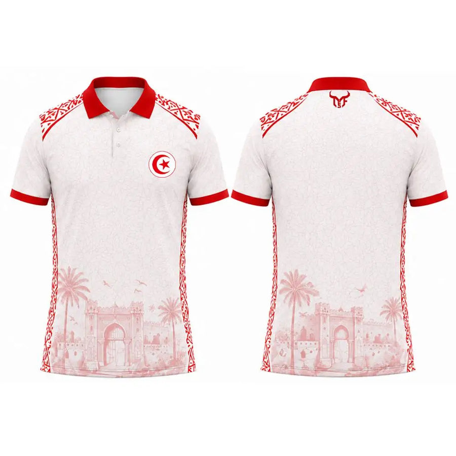 Tunisia 2026 Flag & Landmark Polo – Classic Lapel Button Top, Unisex Streetwear