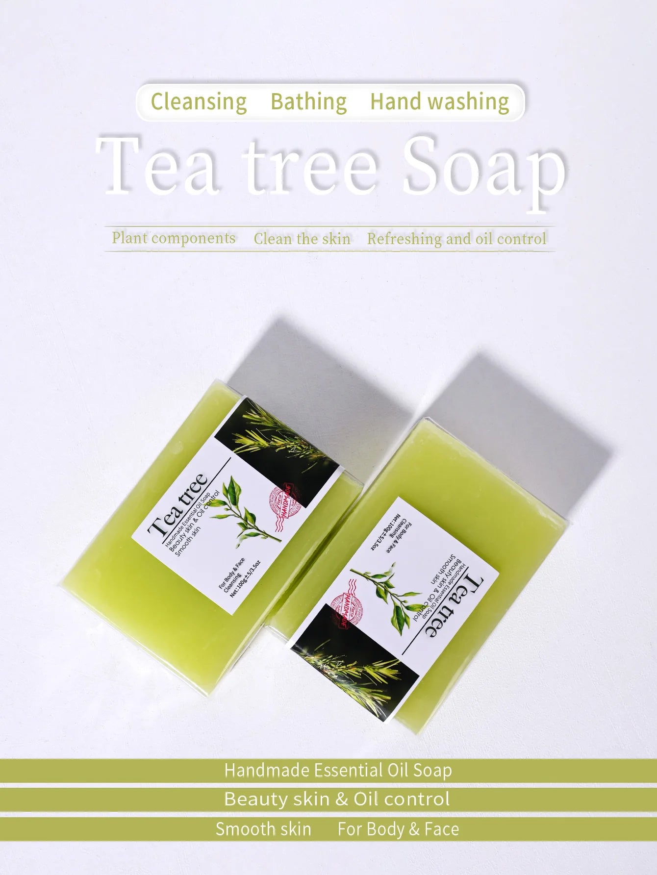 The Tea Tree Bar – Handmade Olive Oil & Essential Oil Soap (100g)