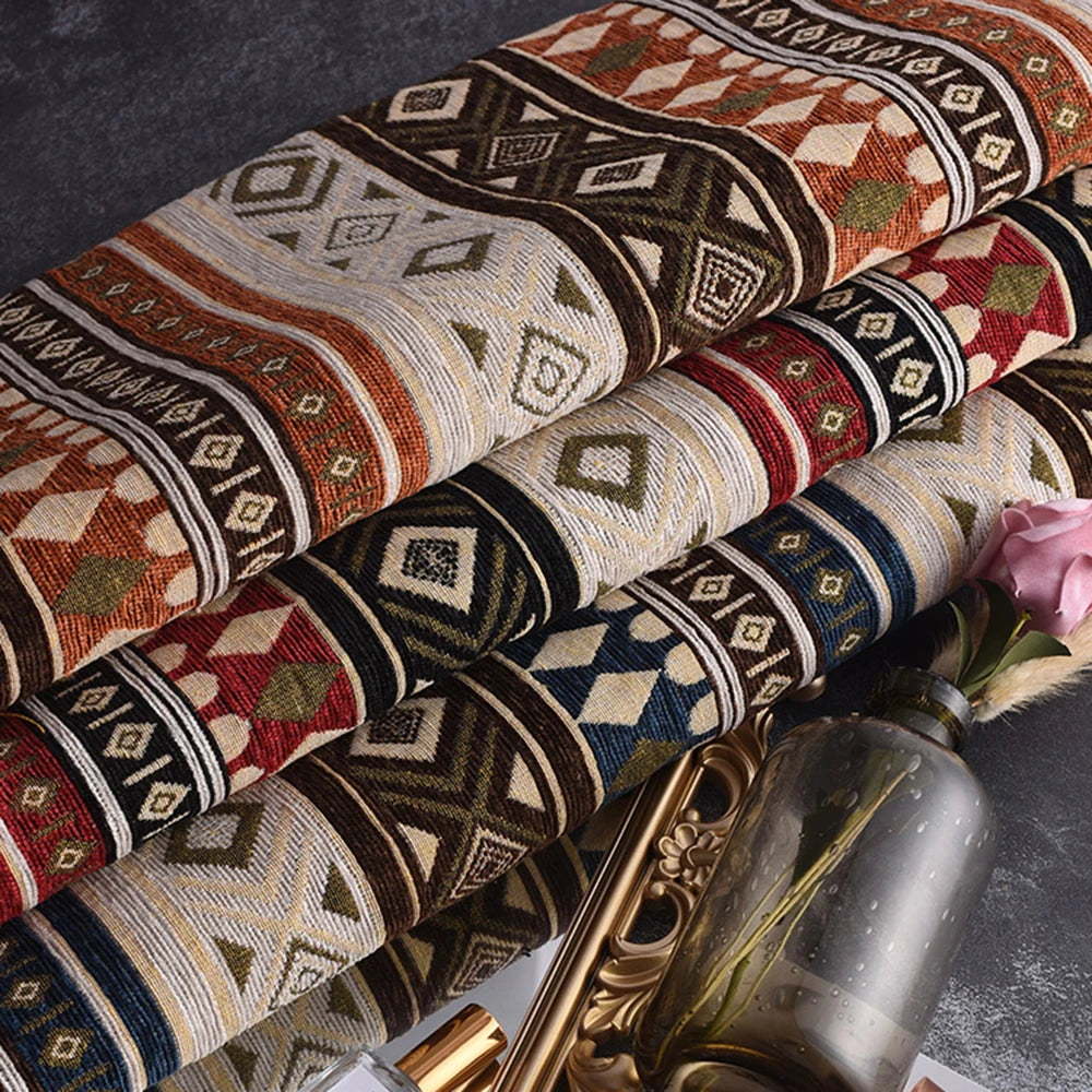 148x100cm Thickener Chenille Jacquard Sofa Fabric Cloth Stripe Luxury Anti-Slip Sofa Cover Boho Fabric Set Luggage DIY Clothing