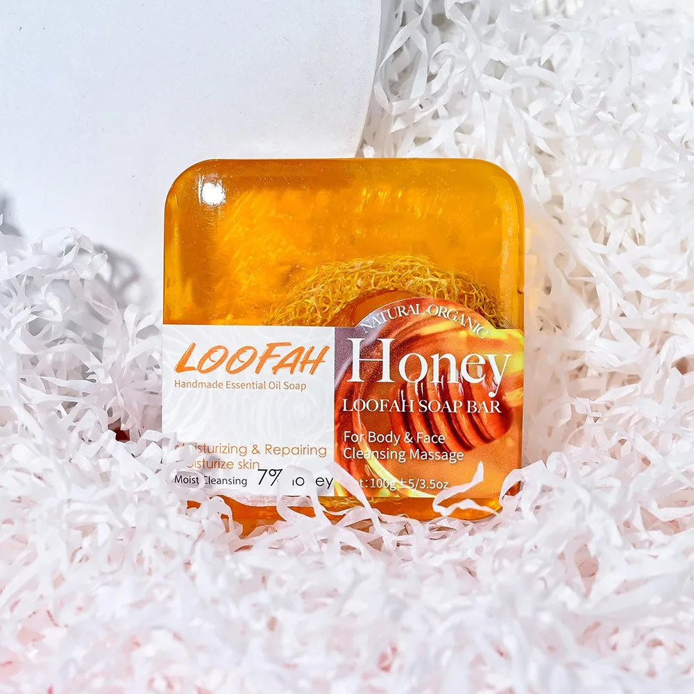 Loofah Honey Vitamin E Cleansing And Bath Essential Oil Soap, Plant Silk Melon Network Deeply Cleanses The Skin