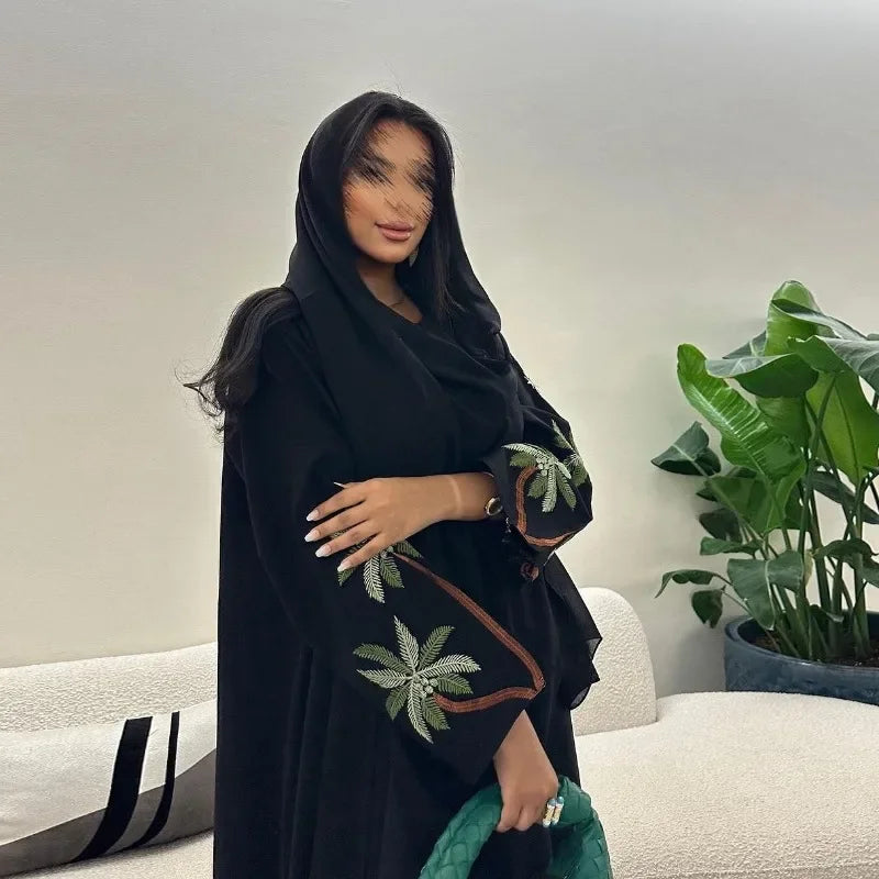 Black Leaves – Embroidered Abaya for the Muslim Woman