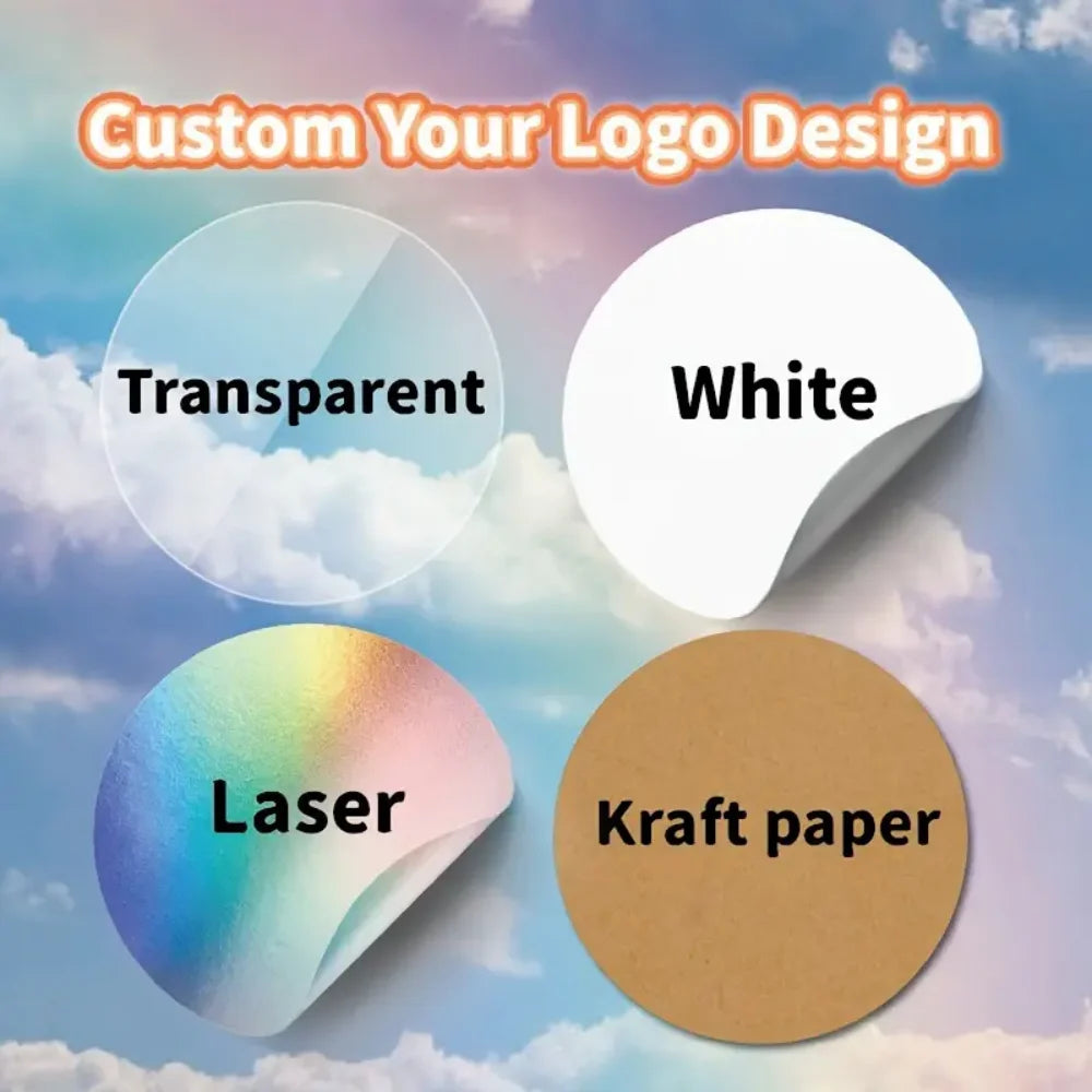 45-50pcs Custom Personalized Stickers - 4 Unique Materials (White PVC, Clear, Holographic, Kraft) - Design Your Own!