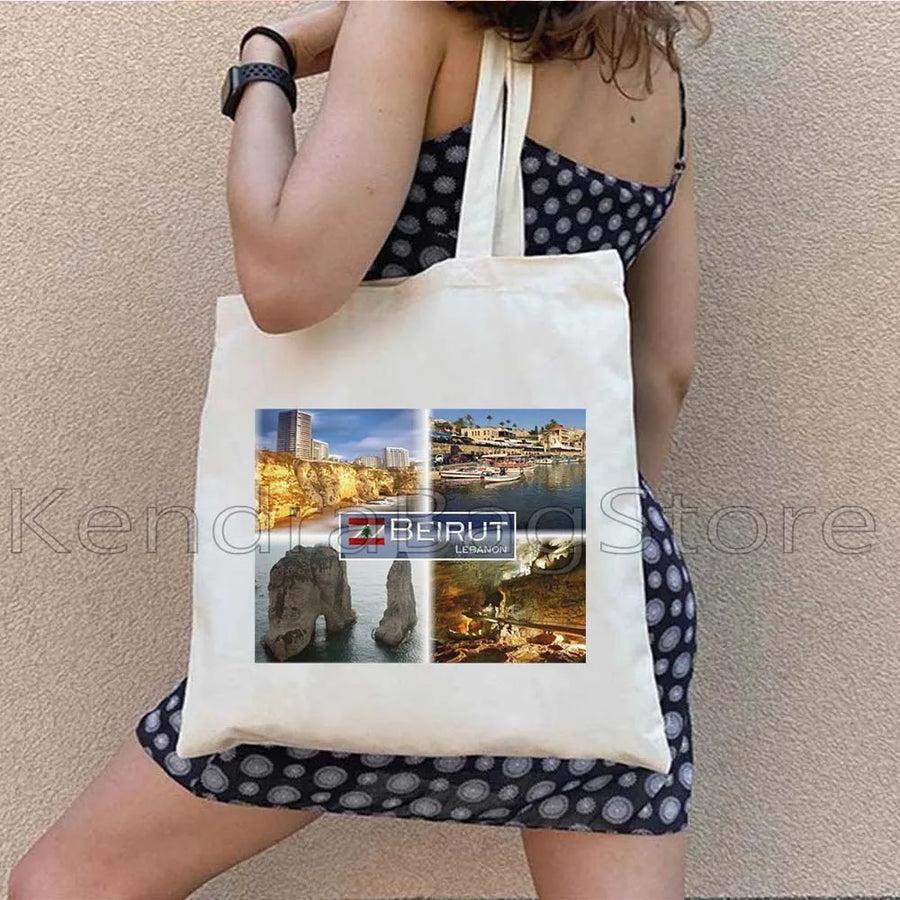 Ya Beirut – Lebanon Flag Heart Canvas Shoulder Tote