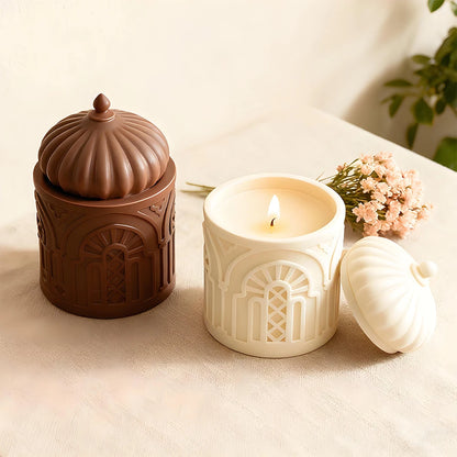 S0242 Novidades Islamic Style Storage Jar Resina Molde Jewelry Trinket Container Vase Box Candle Pot Mold with Lid for DIY Craft