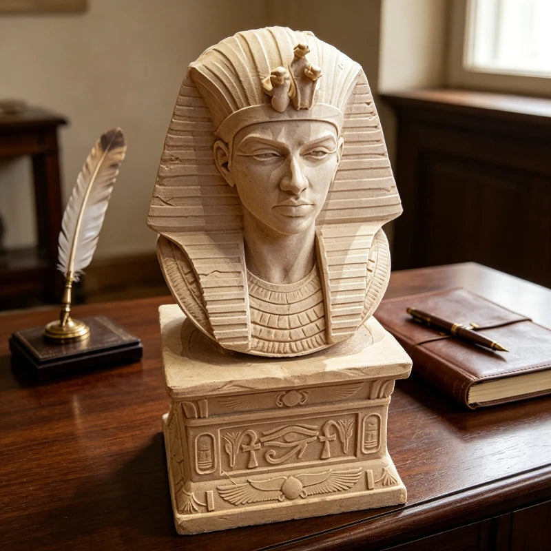 Tutankhamun Bust Statue – Nemes Headdress & Eye of Horus, Home & Garden Decor