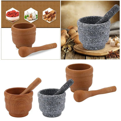 Natural Stone Mortar And Pestle Set Guacamole Bowl - Spice Grinder for Kitchen And Cooking