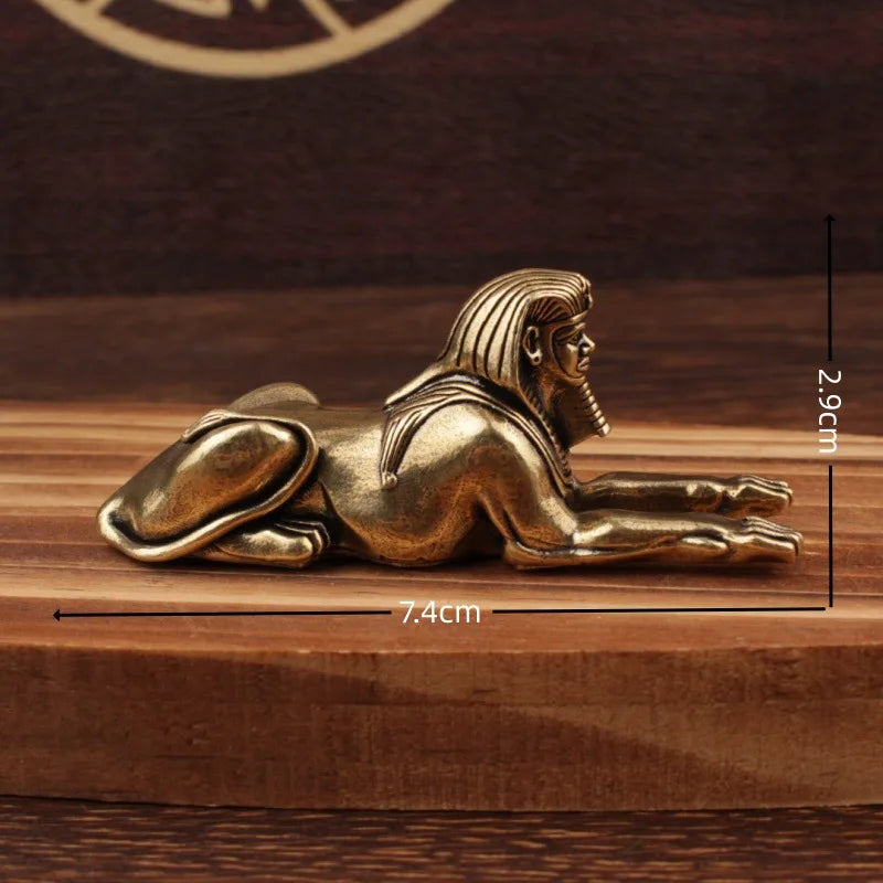 Retro Brass Sphinx Figurine – Small Egyptian Guardian Statue for Desktop & Home Decor