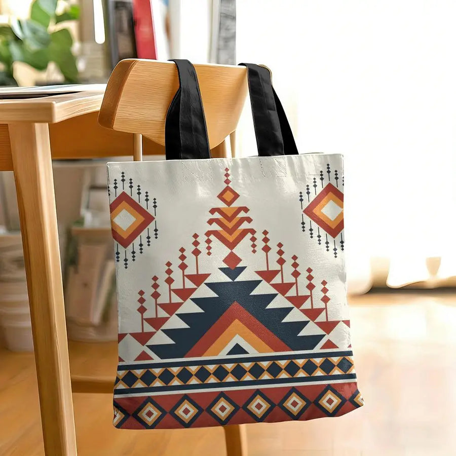 Azteca Nomad – Navajo Pattern Double-Sided Canvas Shoulder Tote